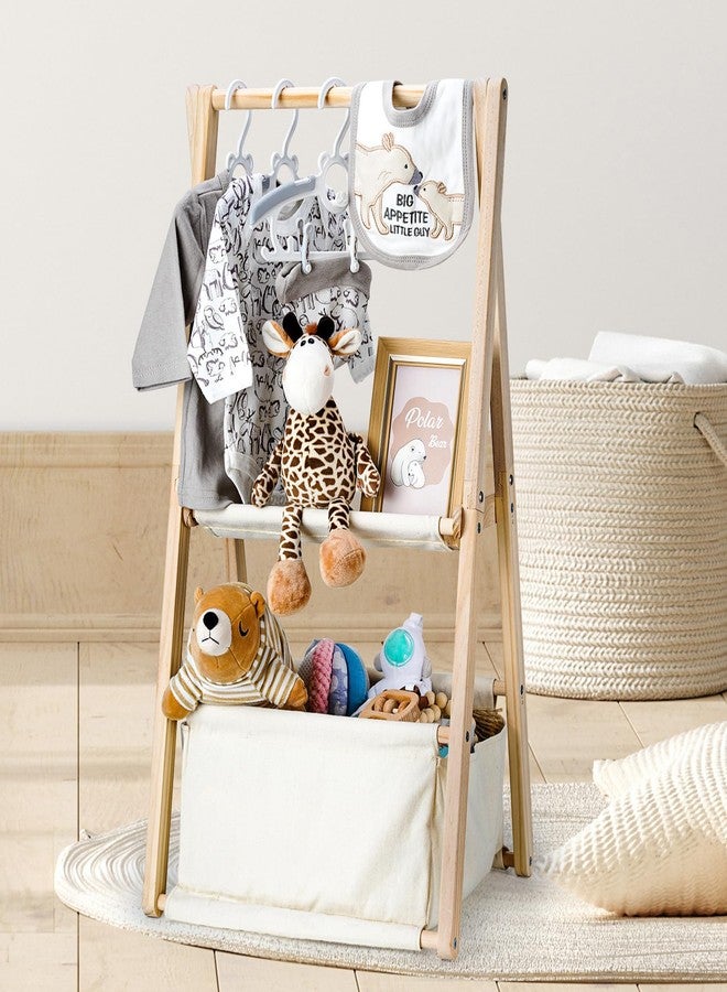 GiftAmaz Wooden Baby Shower Crate Closet, Double-Layered Baby Basket for Nursery, Baby Storage Crate with Hangers, Newborn Baby Clothing Rack for Baby Shower Gifts, Pregnancy Gifts for New Mom Parents - Image 1